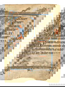 SOUTHERN NETHERLANDISH ILLUMINATOR Leaf from the Ghistelles Hours with a historiated initial