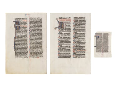 JOHANNES GRUSCH ATELIER Two decorated leaves from the “Josephinum” Bible and one historiated