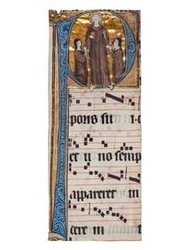 JOHANNES DE TOUSSENS, Illuminated cutting of initial ‘P’', illuminated manuscript on