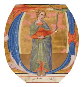 CIRCLE OF ANDREA DI BARTOLO (Siena, c. 1360/70-1429) Illuminated cutting with Saint Apollonia, from