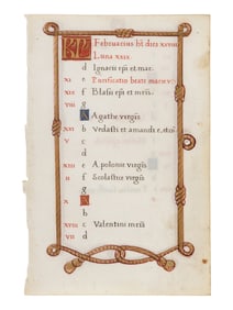 FOLLOWER OF JEAN PICHORE (active Paris, c. 1490-1521) Calendar leaf for February from a Book of Hou