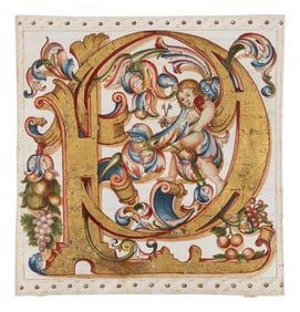 ANONYMOUS SPANISH ILLUMINATOR Cutting from a Gradual or Antiphonal with illuminated initial ‘P’