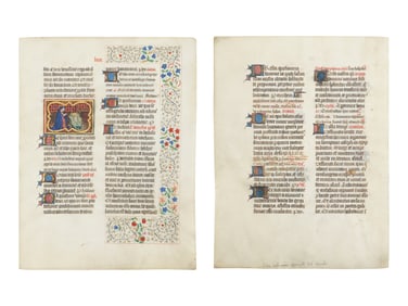 BREVIARY WITH MODERN ILLUMINATION, Two leaves from a Breviary, with a modern miniature of the