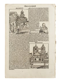 MICHAEL WOLGEMUT AND WILHELM PLEYDENWURFF Two leaves from the Nuremberg Chronicle in Latin, printe
