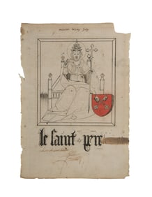 ANONYMOUS ARTIST Single leaf, Le Saint Pere [Pope Clement VI] (leaf 247 x 190 mm.; drawing 150 x 135
