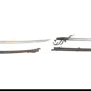 Very Fine US Model 1833 Dragoon Saber by Ames: Very Fine US Model 1833 Dragoon Saber by Ames Mexican American War 34" single edged, slightly curved spear point quill-back blade with round spine. 39.75" in overall length. 5.25" hilt with cast