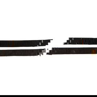 Two Blue US Mills Cartridge Belts: 1 Double Row Krag and 1 Single Row .45-70: Two Blue US Mills Cartridge Belts: 1 Double Row Krag and 1 Single Row .45-70 Spanish American War 1) Blue Woven C-Closure Double Row Krag Cartridge Belt, circa 1890s. Nominally 48" long and 3" wide.