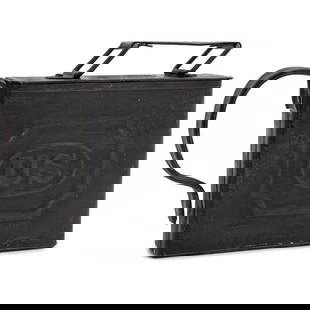 US Model 1872 Meat Can: US Model 1872 Meat Can Indian Wars Body of meat tin nominally 6.5"x5"x1.25". 8.75" long including loop handle. Removable lid with folding handle. Large "US" embossed on sides. With traces of old