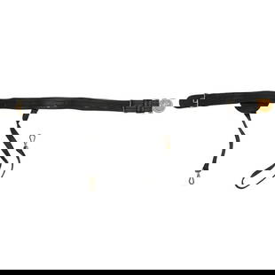Late 19th Century US Naval Officer's Sword Belt & Plate: Late 19th Century US Naval Officer's Sword Belt &amp; Plate Indian Wars / Spanish American War 36" long by 1.75" wide, made of folded and sewn leather with gilt cast brass two-piece naval belt plate,
