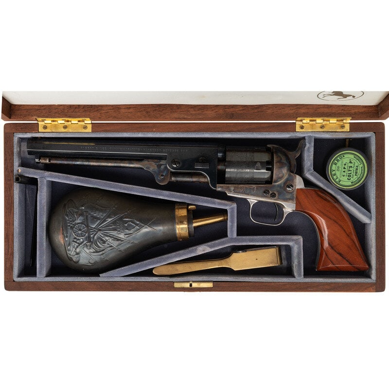 Colt Second Generation Robert E. Lee 1851 Navy Revolver with Presentation Case: Colt Second Generation Robert E. Lee 1851 Navy Revolver with Presentation Case .36" caliber. 7.5" barrel length. SN: 1537REL. Blued metal finish with casehardened frame, hammer, and loading lever moun