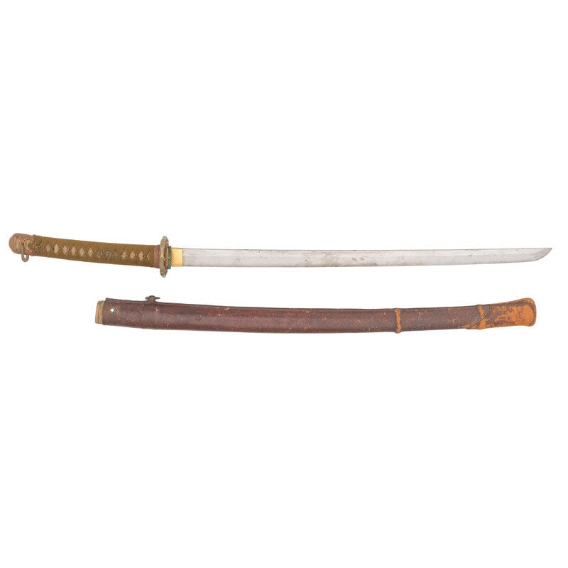 Type 98 Shin Gunto: Type 98 Shin Gunto World War II 24.75" nagasa (blade length). 39.75" overall with tsuka (hilt) and saya (scabbard). Shinogi-Zukuri style blade with Chu (medium) kissaki and Choji (clover tree) pattern