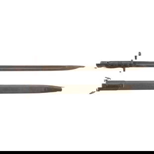 US Model 1917 Bayonet & Scabbard by Winchester: US Model 1917 Bayonet & Scabbard by Winchester World War I & II 17" single edged Parkerized blade with blued ricasso, 21.675" in overall length. Obverse ricasso marked with a {Flaming Ordnance