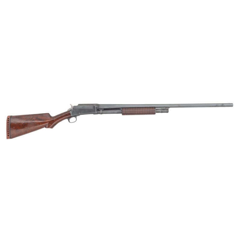 **Marlin Model 19 12 Gauge Shotgun: **Marlin Model 19 12 Gauge Shotgun 12 Gauge. 30" barrel length. SN: 73719. 2.75" chamber length. Full choke. Blued metal refinish with polished hammer mounting replaced varnished walnut semi-pistol gr