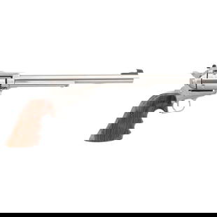 *Ruger New Model Super Blackhawk .44 Magnum with 10.5" Barrel: *Ruger New Model Super Blackhawk .44 Magnum with 10.5" Barrel .44 Magnum. 10.5" barrel length. SN: 84-98903. Brushed stainless steel finish overall mounting oversize cocobolo grips with finger grooves