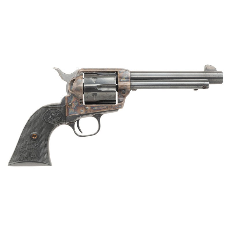 *Colt Single Action Army .45 3rd Generation: *Colt Single Action Army .45 3rd Generation .45 Long Colt. 5.5" barrel length. SN: SA11153. Blued metal finish with casehardened frame and polished hammer flanks mounting checkered black synthetic Ram