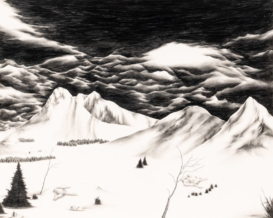 Robyn O'Neil (American b. 1977) Some Don't Die Alone, 2004: Robyn O'Neil (American b. 1977) Some Don't Die Alone, 2004 graphite on paper 32 x 40 inches. This lot is located in Chicago. Provenance: Bodybuilder and Sportsman Gallery, Chicago Purchased from the a