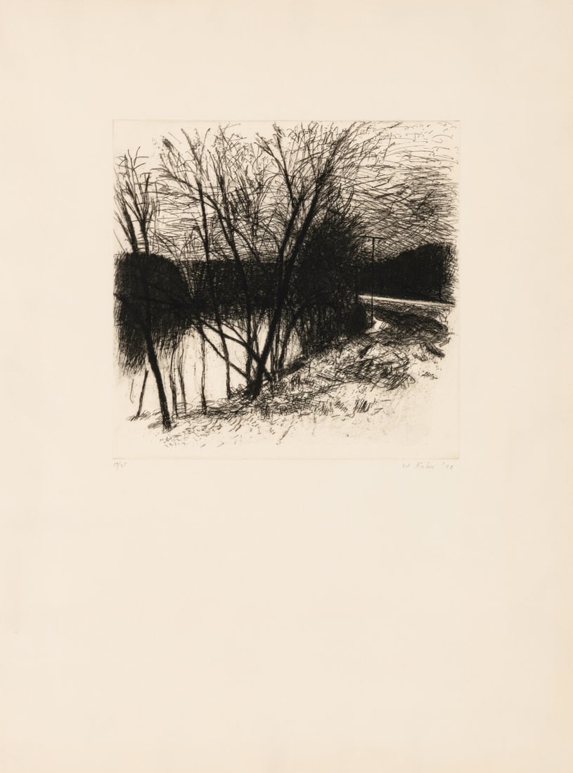 Wolf Kahn (American/German, 1927–2020) Landscape (#55), 1978: Wolf Kahn (American/German, 1927–2020) Landscape (#55), 1978 etching signed, dated, and numbered 19/25 in pencil 13 x 13 1/4 inches. Property from the Serr and Shannon Collection, Warehouse Art