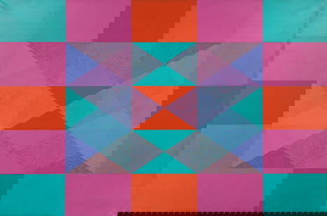 Hilton Brown (American, b. 1938) American Quilt Series No. 1, 1964: Hilton Brown (American, b. 1938) American Quilt Series No. 1, 1964 acrylic polymer on canvas signed H. Brown, titled and dated (verso) 50 x 75 inches. This lot is located in Chicago.