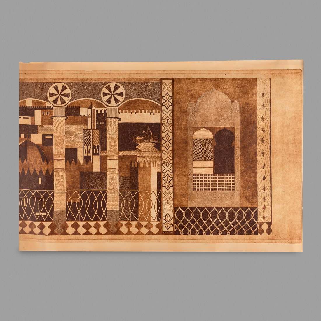 Ilonka Karasz (Hungarian-American, 1896-1981) Arabian Nights wallpaper panel, 1948 Katzenbach & (1 of 3)