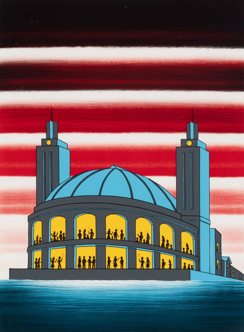 Roger Brown (American, 1941–1997) Navy Pier, 1986: Roger Brown (American, 1941–1997) Navy Pier, 1986 lithograph signed and numbered 1/50 in pencil 31 x 23 inches. This lot is located in Chicago.