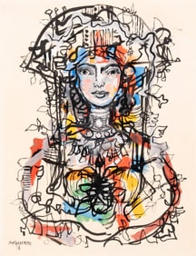 René Portocarrero (Cuban, 1912-1985) Dama con Flores, 1978