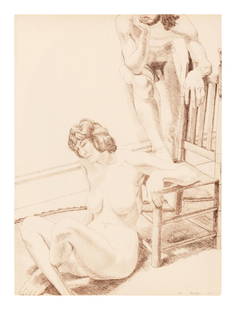 Philip Pearlstein (American, 1924–2022) Man and Female Figure (from Six Lithographs Drawn from: Philip Pearlstein (American, 1924–2022) Man and Female Figure (from Six Lithographs Drawn from Life), 1970 lithograph signed, dated, and numbered 4/50 in pencil Sheet: 30 x 22 inches. This lot is lo