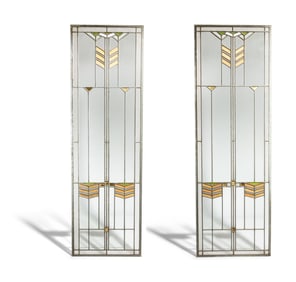 Style of Frank Lloyd Wright, Late 20th Century, Pair of Window Panels