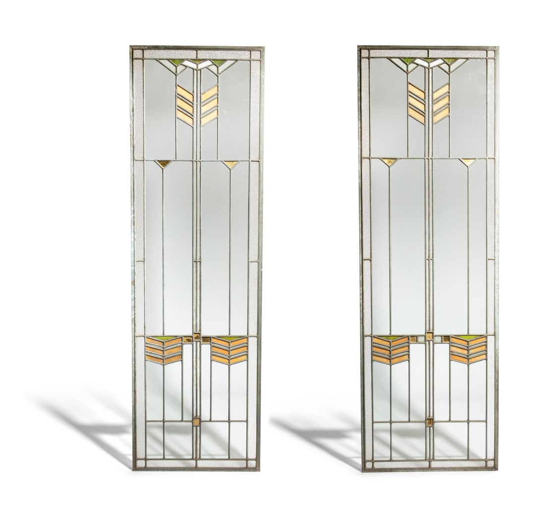 Style of Frank Lloyd Wright, Late 20th Century, Pair of Window Panels (1 of 3)
