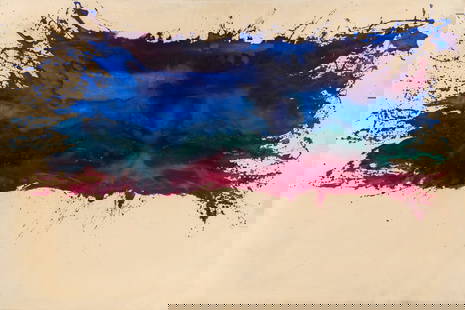 Pat Lipsky (American, b. 1941) Blue Flood, 1969: Pat Lipsky (American, b. 1941) Blue Flood, 1969 acrylic on canvas signed Pat Lipsky, titled and dated (verso) 85 1/4 x 127 3/4 inches. This lot is located in Chicago. Provenance: Private Collection, I