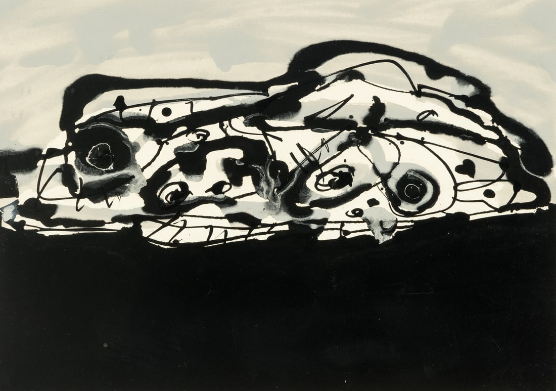 Antonio Saura (Spanish, 1930–1998) Chien de Goya, 1981: Antonio Saura (Spanish, 1930–1998) Chien de Goya, 1981 india ink, gouache and pencil on paper signed Saura and dated (lower right) 12 1/4 x 16 3/4 inches. Property from the Estate of David Hayma