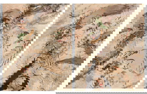 Shoko Kingetsu (Japanese, b. 1942) Dancing (diptych), 1982: Shoko Kingetsu (Japanese, b. 1942) Dancing (diptych), 1982 mixed media on canvas Signed Shoko Kingetsu, titled and dated (verso) Overall: 58 1/8 x 92 1/2 inches. This lot is located in Chicago. Proven