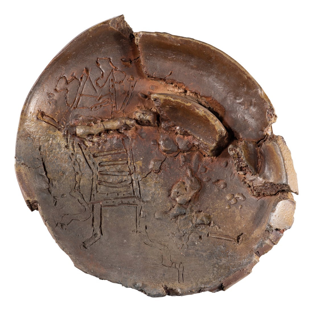 Peter Voulkos (American, 1924-2002) Untitled (Plate), 1996: Peter Voulkos (American, 1924-2002) Untitled (Plate), 1996 wood-fired ceramic inscribed Voulkos and dated (verso) 22 1/4 x 20 x 5 inches. This lot is located in Chicago. Gift of the Carol “Tooti