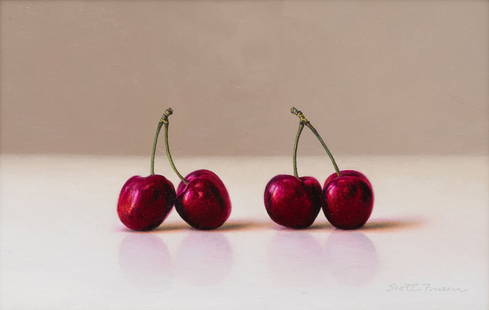 Scott Fraser (American, b. 1957) Untitled (Cherries): Scott Fraser (American, b. 1957) Untitled (Cherries) oil on board signed Scott Fraser (lower right) 6 3/4 x 10 3/8 inches. This lot is located in Chicago.
