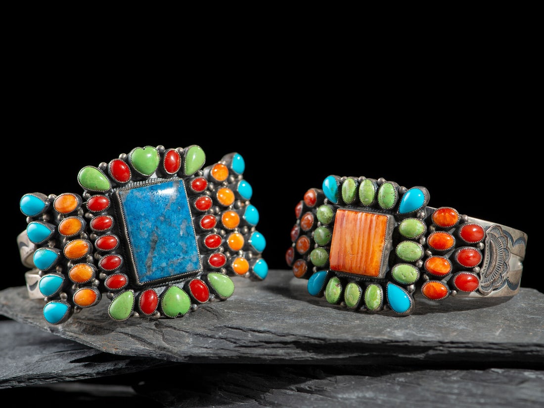 Don Lucas (American, 20th/21st century) Southwestern-style Sterling Silver and Cluster Cuff (1 of 2)