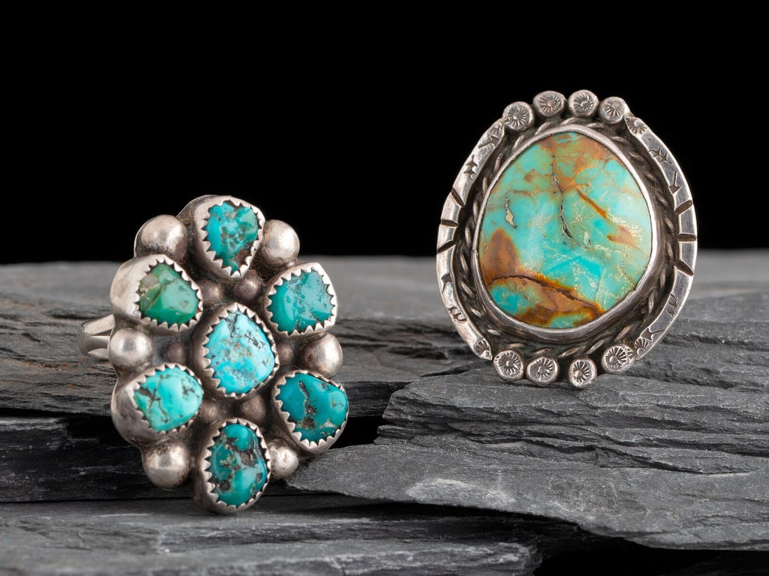 Navajo Silver and Turquoise Rings (1 of 2)