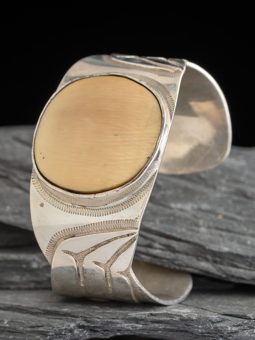 Northwest Coast Sterling Silver Cuff Bracelet, with 14K Gold Accents (1 of 2)