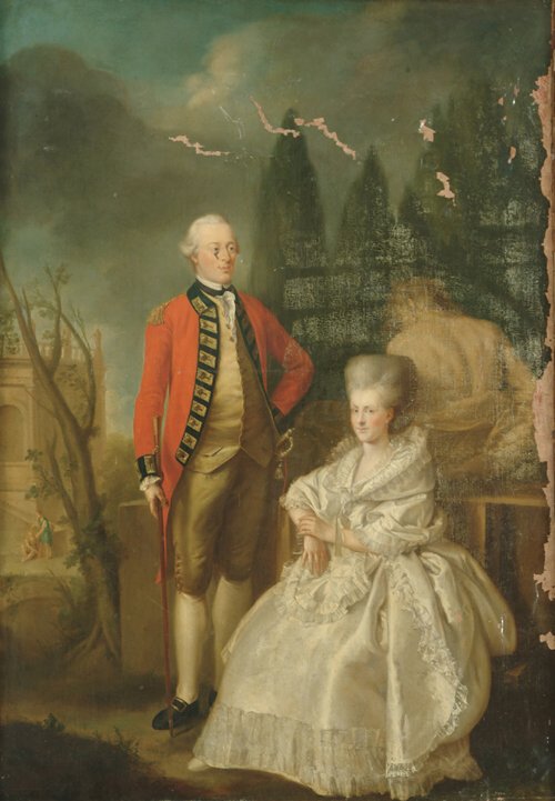 GERMAN SCHOOL (18th Century) A GENTLEMAN: GERMAN SCHOOL (18th Century) A GENTLEMAN AND LADY IN A LANDSCAPE, SAID TO BE LOBANN LUDWIG REICHSGRAF VON WALLMODEN - GIMBORN (1736-1811); AND CHARLOTTE VON WANGENHEIM (1740-1783) inscribed in German