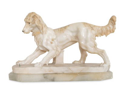 Emelio Vanni 
(Italian, Circa 1900)
Setter Dog Plays with a Toy Top : Emelio Vanni  (Italian, Circa 1900) Setter Dog Plays with a Toy Top  marble Height 14 x width 20 1/2 x depth 9 inches. This lot is located in Palm Beach. Size He