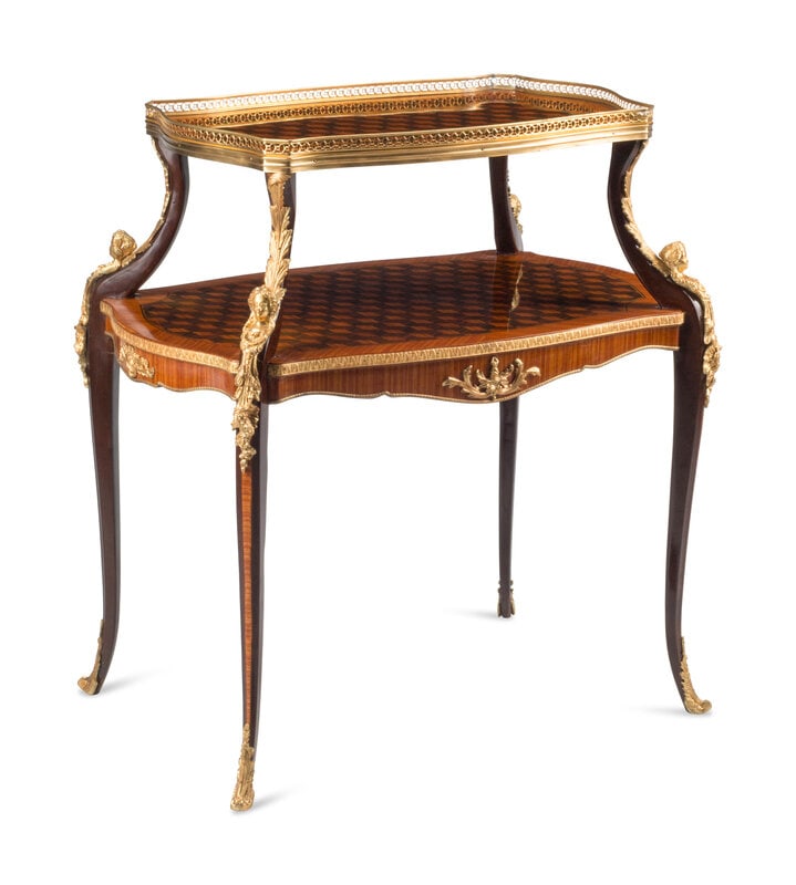 A Louis XV Style Gilt Bronze Mounted Two-Tier Tea Table (1 of 3)