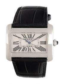 CARTIER, REF. 2612 STAINLESS STEEL 'DIVAN' WATCH WITH CARTIER BUCKLE