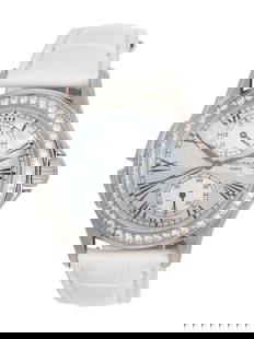 PATEK PHILIPPE, REF. 4934G 18K WHITE GOLD, MOTHER-OF-PEARL AND DIAMOND 'CALATRAVA' 'TRAVEL TIME': PATEK PHILIPPE, REF. 4934G 18K WHITE GOLD, MOTHER-OF-PEARL AND DIAMOND 'CALATRAVA' 'TRAVEL TIME' WATCH, WITH PATEK EXTRACT Maker: Patek Philippe Model: Calatrava Travel Time Reference number: 4934G