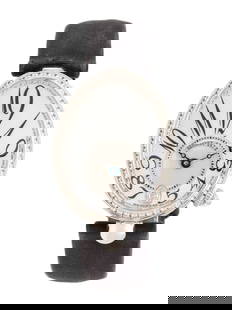 BREGUET, REF. 8918 18K WHITE GOLD AND DIAMOND 'REINE DE NAPLES' WATCH WITH BREGUET DEPLOYANT BUCKLE: BREGUET, REF. 8918 18K WHITE GOLD AND DIAMOND 'REINE DE NAPLES' WATCH WITH BREGUET DEPLOYANT BUCKLE Maker: Breguet Model: Reine de Naples Reference number: 8918 Serial number: 2672S Year: Circa 2020s