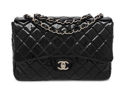 CHANEL, JUMBO PATENT LEATHER CLASSIC FLAP BAG