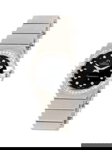 OMEGA, STAINLESS STEEL AND DIAMOND 'CONSTELLATION' WATCH: OMEGA, STAINLESS STEEL AND DIAMOND 'CONSTELLATION' WATCH Maker: Omega Model: Constellation Case number: 91245025 Year: Circa 1990s Case size: Approx. 28 mm Case material: Stainless steel Bezel: Diamon