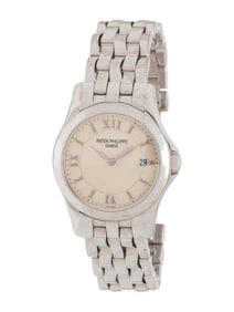 PATEK PHILIPPE, REF. 4906/1G 18K WHITE GOLD WATCH, BOX & PAPERS