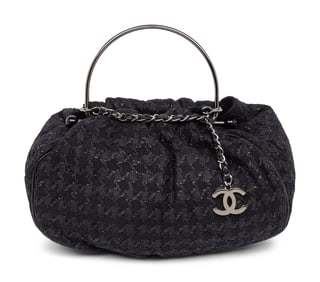 CHANEL, BLACK TWEED BAG