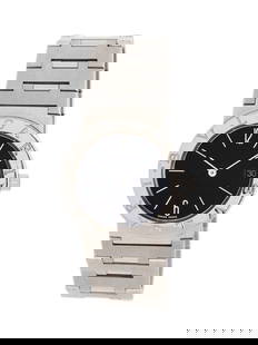 BULGARI, STAINLESS STEEL 'BULGARI BULGARI' WATCH: BULGARI, STAINLESS STEEL 'BULGARI BULGARI' WATCH Maker: Bulgari Model: Bulgari Bulgari Reference number: BB 30 SSD Year: Circa 1990s Case size: Approx. 30 mm Case material: Stainless steel Bezel:
