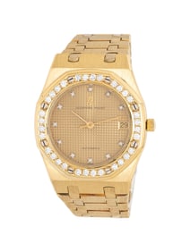 AUDEMARS PIGUET, REF. 4100 BA 18K YELLOW GOLD AND DIAMOND 'ROYAL OAK' WATCH