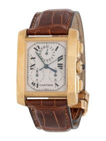 CARTIER, REF. 1830 18K YELLOW GOLD 'TANK FRANÇAISE' CHRONOGRAPH WATCH WITH CARTIER BUCKLE