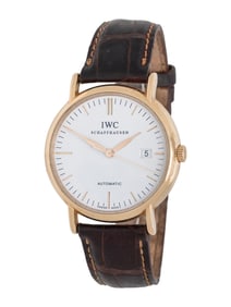 IWC, REF. 3563, 18K YELLOW GOLD 'PORTOFINO' DATE WATCH WITH IWC BUCKLE